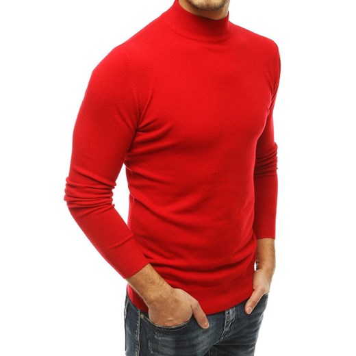 Sweter męski półgolf czerwony WX1518 Dstreet XXL promocyjna cena DSTREET