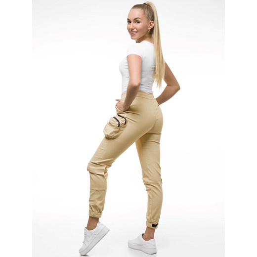 SPODNIE DAMSKIE CHINO JOGGERY BEŻOWE OZONEE O/802 XL ozonee.pl promocyjna cena