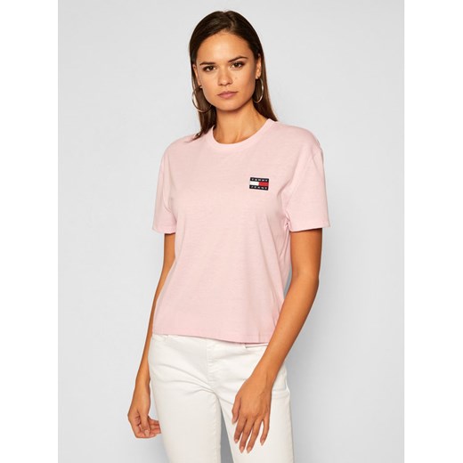 Tommy Jeans T-Shirt Tommy Badge Tee DW0DW06813 Różowy Regular Fit Tommy Jeans S MODIVO