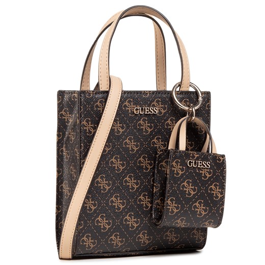 Shopper bag brązowa Guess mieszcząca a5 do ręki