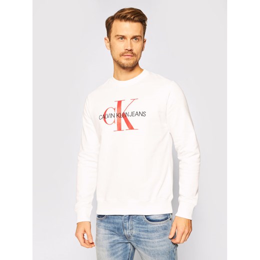 Calvin Klein Jeans Bluza J30J315595 Biały Regular Fit L okazyjna cena MODIVO