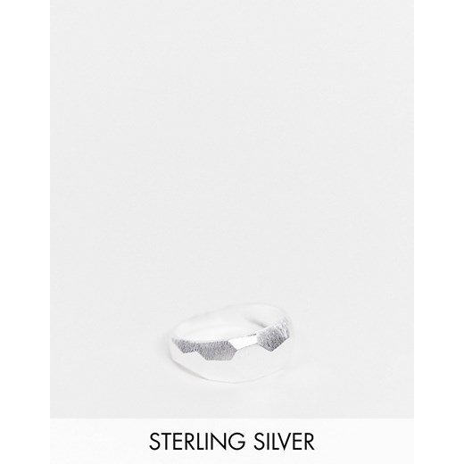 ASOS DESIGN – Pierścionek typu obrączka ze szczotkowanego srebra wysokiej próby-Srebrny M Asos Poland