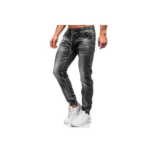 Czarne spodnie jeansowe joggery męskie Denley 30048S0 M Denley wyprzedaż