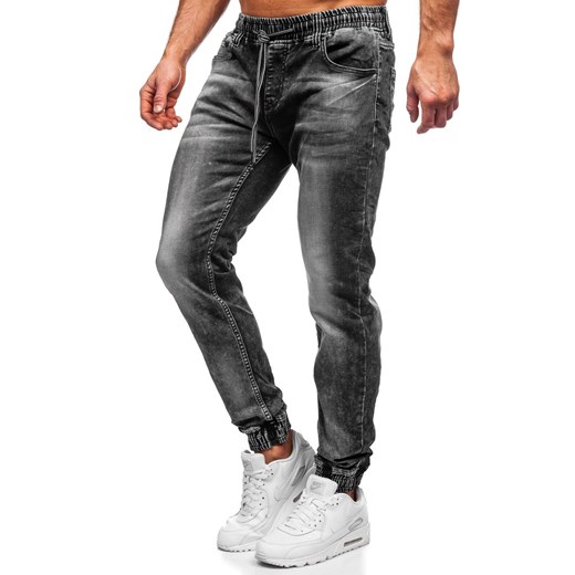 Czarne spodnie jeansowe joggery męskie Denley 30048S0 XL okazja Denley