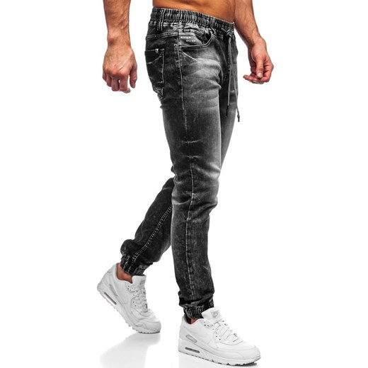 Czarne spodnie jeansowe joggery męskie Denley 30048S0 S wyprzedaż Denley