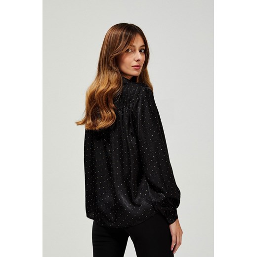 Koszula damska z kołnierzykiem czarna bawełniana 