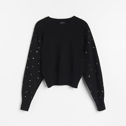 Reserved - Sweter z ozdobnymi rękawami - Czarny Reserved L Reserved
