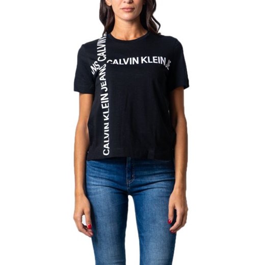 Calvin Klein Jeans T-shirt Kobieta - Grid Logo Tee - Czarny M Italian Collection Worldwide