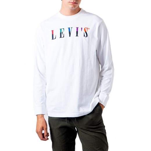 Levi`s T-shirt Mężczyzna - LS GRAPHIC MOCKNECK TEE - Biały XS Italian Collection Worldwide