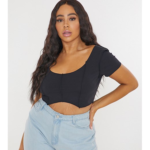 Missguided Plus – Czarny gorsetowy top ze szwami o surowym wykończeniu Missguided Plus 44 Asos Poland