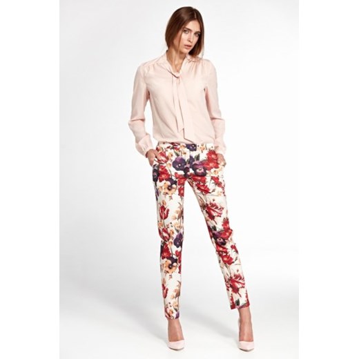 Klasyczne spodnie z lekko zwężanymi nogawkami SD33 Flowers - Nife Nife 36 Mywear