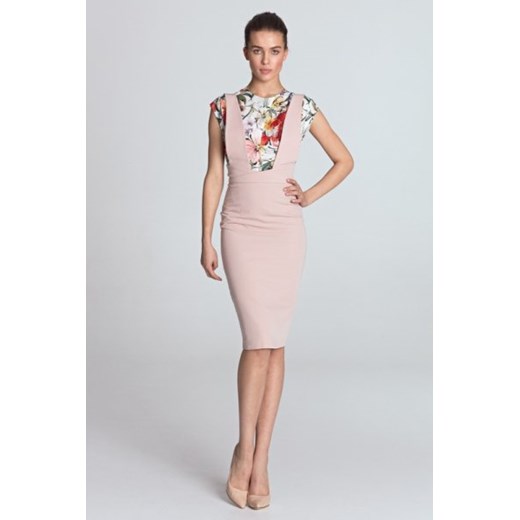 Sukienka ołówkowa z szelkami Model S116 Pink - Nife Nife 44 Mywear