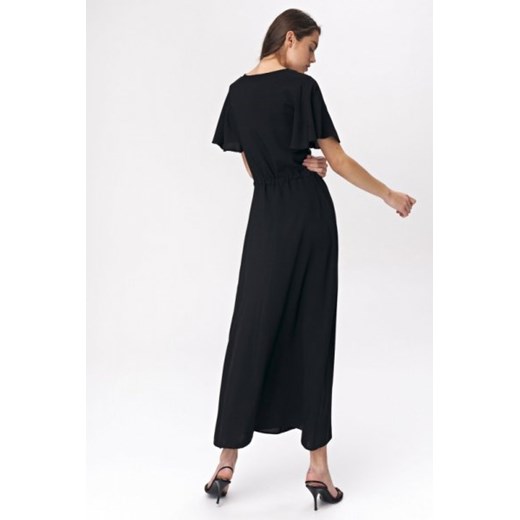 Sukienka Czarna sukienka maxi z rozkloszowanym rękawem S137 Black - Nife Nife 40 Mywear