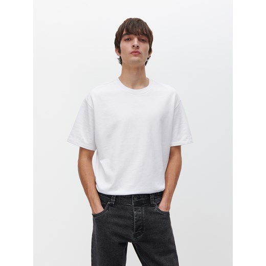 Reserved - Gładki T-shirt z bawełny organicznej - Biały Reserved XL Reserved