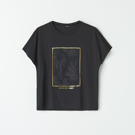 Mohito - Koszulka oversize z aplikacją - Czarny Mohito XL Mohito promocyjna cena
