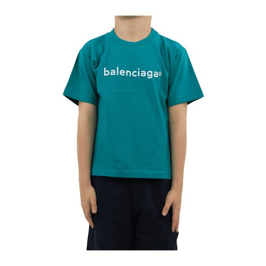 Turkusowy t-shirt chłopięce BALENCIAGA 