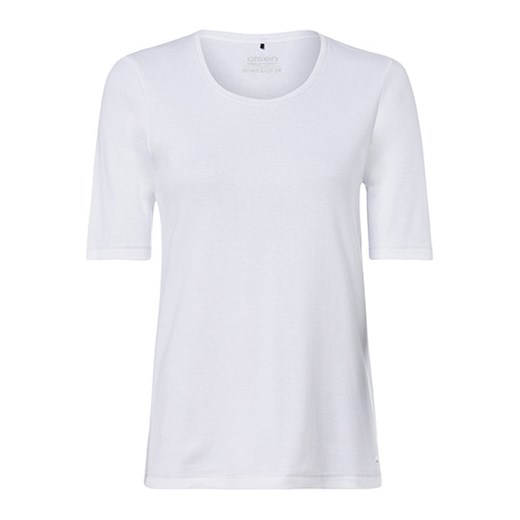Bawełniany  biały T-shirt  Basic 11100329 Biały 34 Olsen 34 Olsen