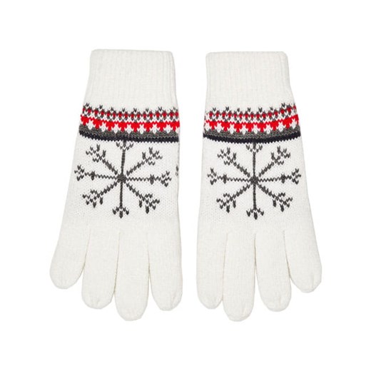 Rękawiczki damskie z zimowym wzorem białe Moodo one size Recenogi.pl