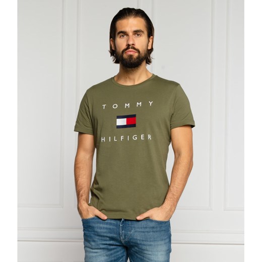 T-shirt męski zielony Tommy Hilfiger bawełniany młodzieżowy 