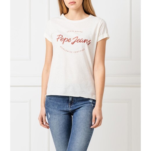 Pepe Jeans London T-shirt ERIN | Regular Fit | z dodatkiem lnu L Gomez Fashion Store okazja