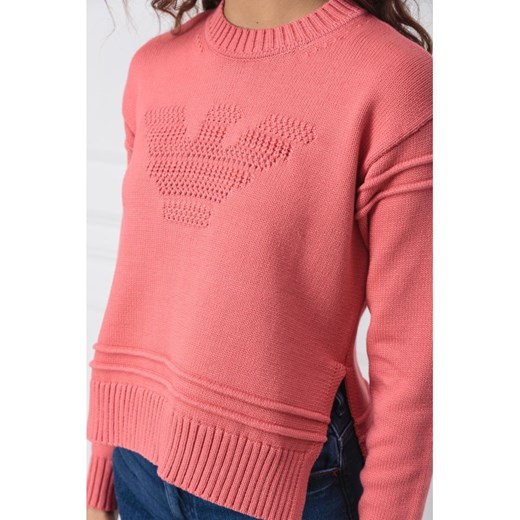Sweter damski Emporio Armani różowy z okrągłym dekoltem 