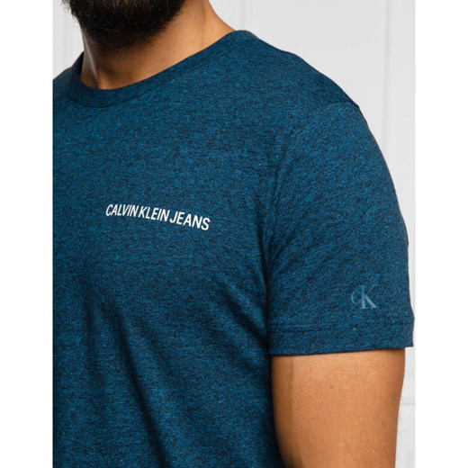 T-shirt męski niebieski Calvin Klein z krótkimi rękawami 