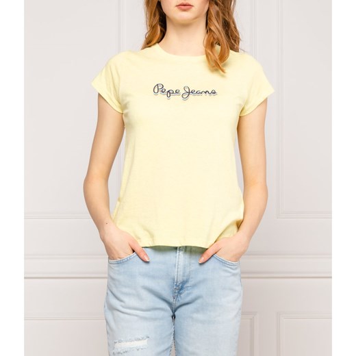 Pepe Jeans London T-shirt DAISY | Regular Fit | z dodatkiem lnu M promocja Gomez Fashion Store