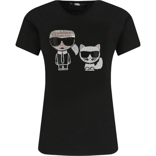 Karl Lagerfeld T-shirt Ikonik Rhinestone | Regular Fit Karl Lagerfeld XL promocja Gomez Fashion Store