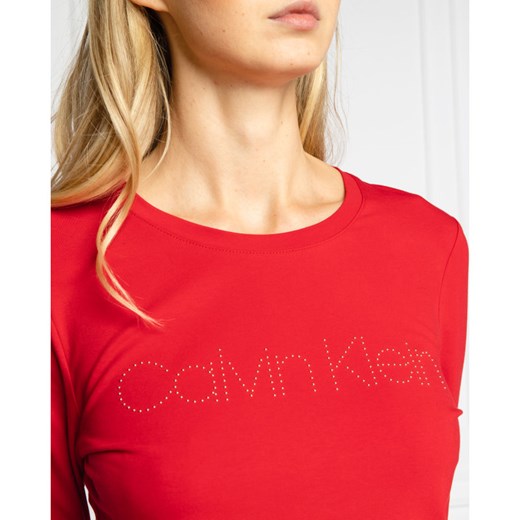 Bluzka damska Calvin Klein z okrągłym dekoltem z długim rękawem casual 