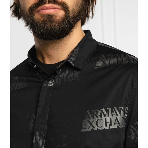 Koszula męska Armani Exchange wełniana z długimi rękawami 
