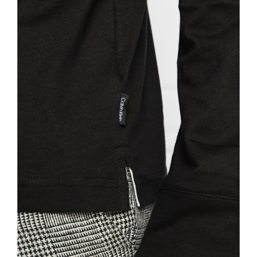 Czarny t-shirt męski Calvin Klein bawełniany z długimi rękawami wiosenny 