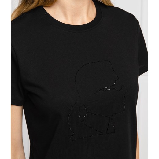 Karl Lagerfeld T-shirt Rhinestone | Regular Fit Karl Lagerfeld XS okazja Gomez Fashion Store