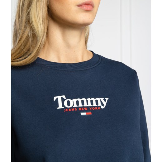 Granatowa bluza damska Tommy Jeans bawełniana z napisami krótka 