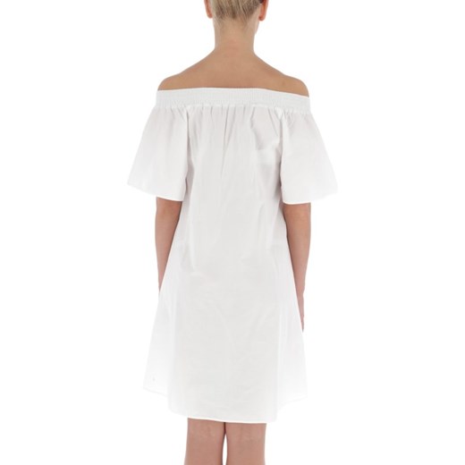 Sukienka Max & Co. biała z dekoltem typu hiszpanka z krótkimi rękawami na co dzień 
