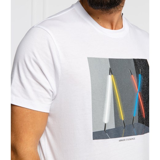 T-shirt męski wielokolorowy Armani Exchange z krótkim rękawem na wiosnę 