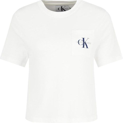 CALVIN KLEIN JEANS T-shirt MONOGRAM CROP POCKET | Regular Fit XS promocja Gomez Fashion Store