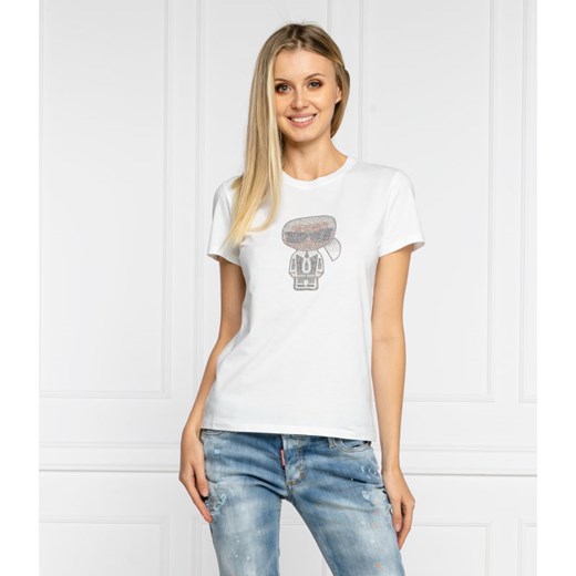 Karl Lagerfeld T-shirt Ikonik Rhinestone | Regular Fit Karl Lagerfeld S wyprzedaż Gomez Fashion Store