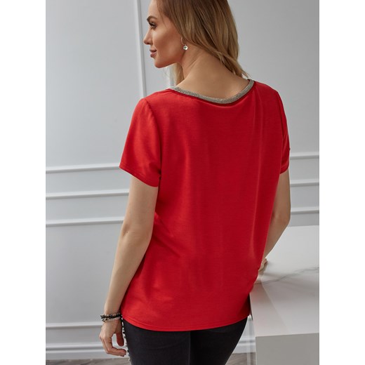 Czerwona bluzka z ozdobnym dekoltem WELLY Rino & Pelle Rino & Pelle 34 Eye For Fashion