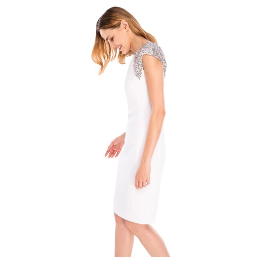 Biała sukienka z cekinowym zdobieniem L`AF GLAM GL MAGGI L'af Glam 38 okazja Eye For Fashion