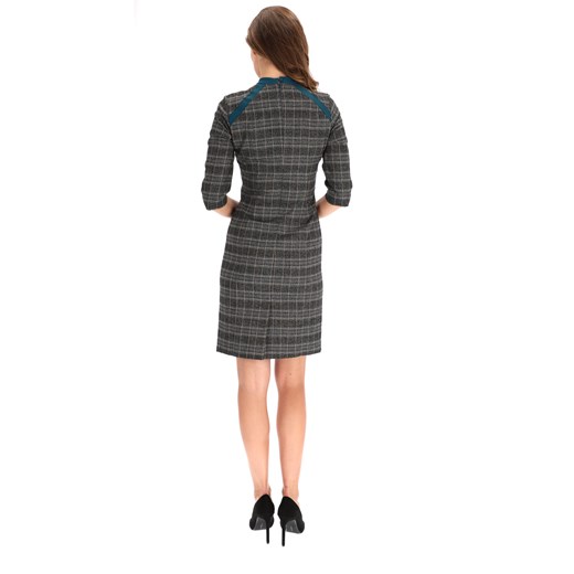 Sukienka Premiera Dona mini dopasowana szara z długim rękawem 