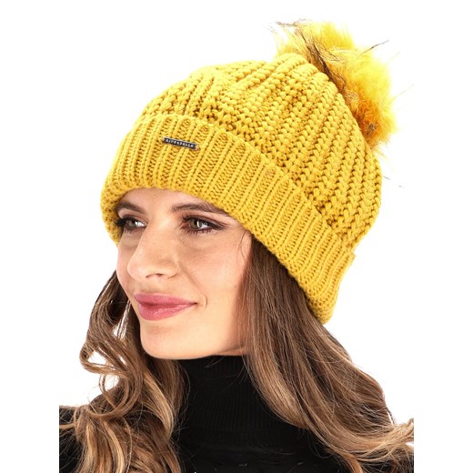 Żółta czapka o grubym splocie Rino & Pelle AAF.700W19 Rino & Pelle Uniwersalny Eye For Fashion