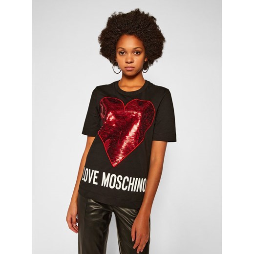 LOVE MOSCHINO T-Shirt W4F152QM 3876 Czarny Regular Fit Love Moschino 40 wyprzedaż MODIVO