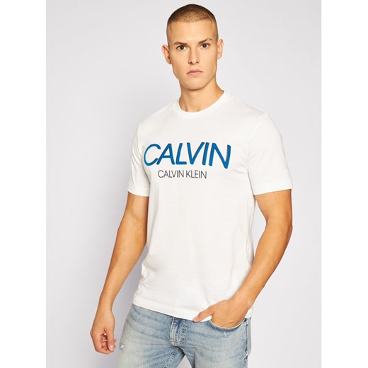 Calvin Klein T-Shirt Shadow Logo K10K105569 Biały Regular Fit Calvin Klein XL okazja MODIVO