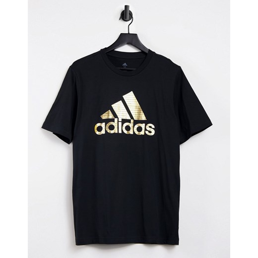 adidas – Czarny T-shirt ze złotym logo S Asos Poland