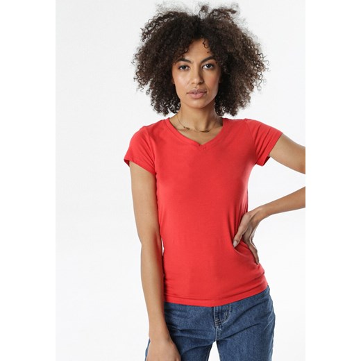 Czerwony T-shirt Nysalphia ze sklepu Born2be Odzież w kategorii Bluzki damskie - zdjęcie 102515616