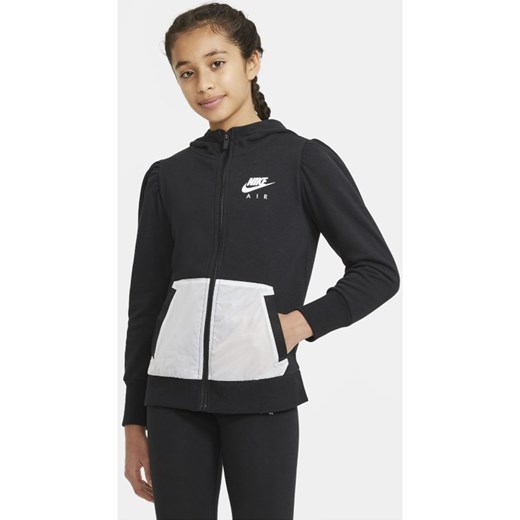 Bluza z kapturem i zamkiem na całej długości dla dużych dzieci (dziewcząt) Nike Air French Terry - Czerń Nike M Nike poland