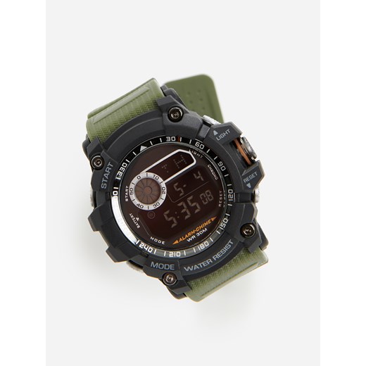 Reserved - Zegarek elektroniczny z gumowym paskiem - Khaki Reserved ONE SIZE wyprzedaż Reserved
