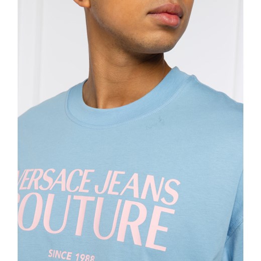 T-shirt męski Versace Jeans niebieski z krótkim rękawem 