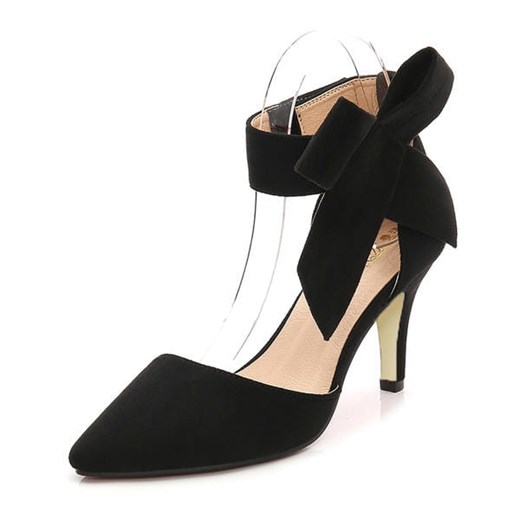 Duży wysoki obcas szpic wiązane wycięte eleganckie zapięcie damskie buty sandały czarny szpilki Sandbella sandbella