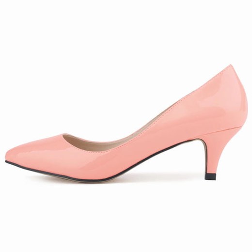 Mały niski obcas szpic bez wzoru sylwester impreza lakierowane eleganckie damskie buty różowy czółenka Sandbella sandbella